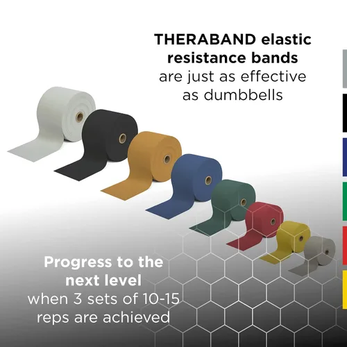 Miniatura 5 de TheraBand, bandas de resistencia profesionales, sin látex, para ejercitación del cuerpo superior e inferior, fisioterapia, pilates para la parte
