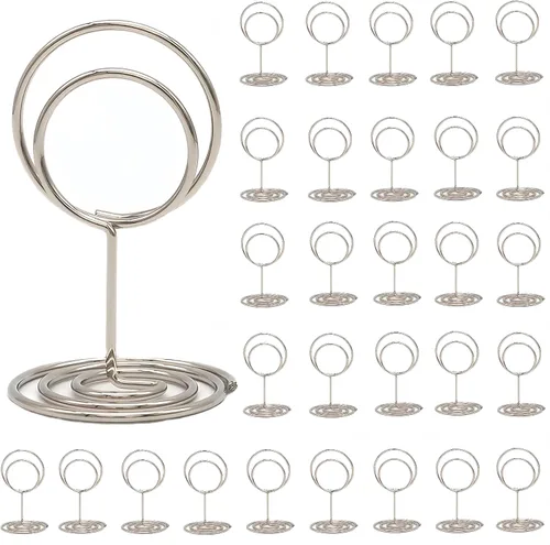 30 soportes para números de mesa, soporte de alambre para tarjetas de mesa, clips de menú con nombre, soportes de fotos, soportes de fotos para