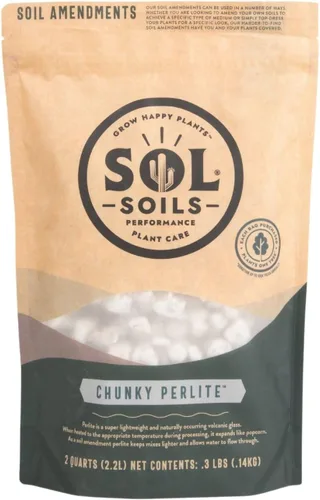 Sol Soils Perlita gruesa para plantas, enmienda ligera y totalmente natural de suelo de vidrio volcánico para mejorar el drenaje y la aireación, 2