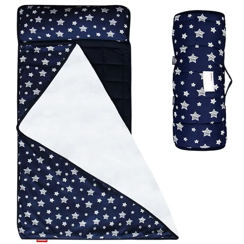 Miniatura 10 de Moonsea Tapete para siesta para niños pequeños con almohada y manta de vellón Minky gris, ligero y suave, perfecto para niños de preescolar