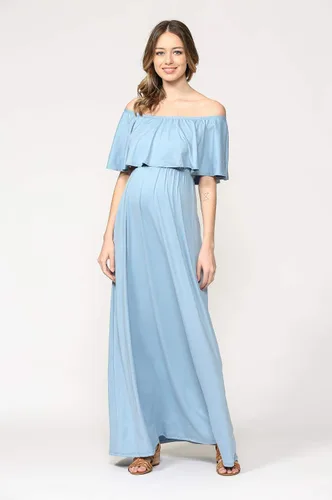 Miniatura 4 de Vestido de maternidad con hombros descubiertos, vestido largo para mujeres embarazadas, para fiestas de recién nacidos, o sesiones de fotos