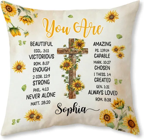 Miniatura 11 de Hyturtle Almohada cristiana personalizada con relleno, regalos religiosos de la Biblia para mujeres, almohada de versículo de la Biblia, regalos