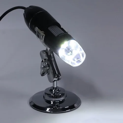 Miniatura 5 de Microscopio digital USB, aumento de 50X a 1600X con luz LED, portátil para teléfono inteligente y computadora, material ABS