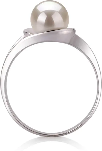 Miniatura 4 de Anillo de perlas cultivadas de plata de ley 925 con calidad AAA de 0.236-0.276in, color blanco claro para mujer, Plata de ley 925