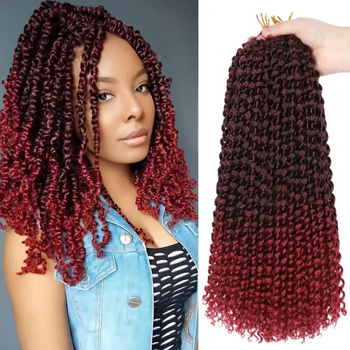 Miniatura 9 de Cabello Passion Twist de 30 pulgadas, cabello rubio de ondas de agua con ganchillo para mujeres, cabello rubio Passion Twist de ganchillo largo 27#