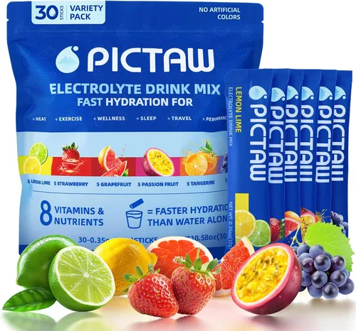 Paquetes de Polvo de Electrolitos, Paquetes de Hidratación Variedad 30 Sobres, Mezcla de Bebida Diaria IV para Alivio de la Deshidratación Bajo en