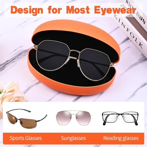 Miniatura 6 de Paquete de 2 fundas rígidas grandes para lentes de sol, funda protectora para gafas de sol y lentes