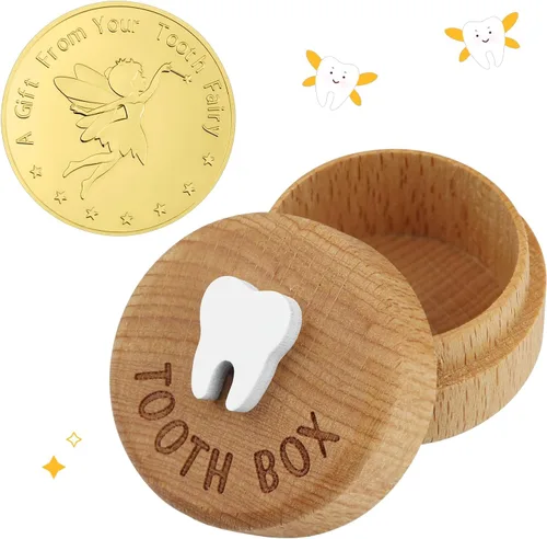 Miniatura 10 de free-space Caja de madera tallada en 3D, caja de almacenamiento de recuerdos de dientes caídos, regalo para niño o niña (2 cajas de dientes)