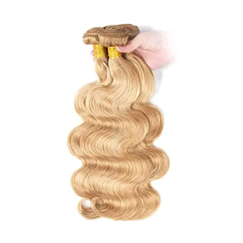 Miniatura 2 de Mechones resaltados P27/613, ondas corporales, rubio, 3 mechones de cabello humano brasileño sin procesar, virgen, extensiones de cabello