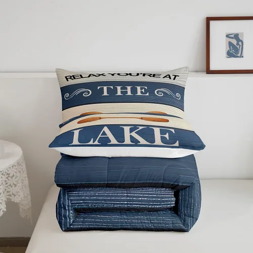 Miniatura 5 de jejeloiu Juego de edredón de lago para niños, tamaño individual, juego de ropa de cama relajante de paleta de lago para niños, decoración de casa