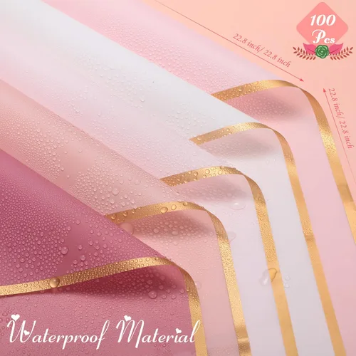 Miniatura 2 de Fainne 100 hojas de papel de regalo de flores, papel de regalo floral a granel, impermeable, suministros de ramo de floristería coreana, regalo