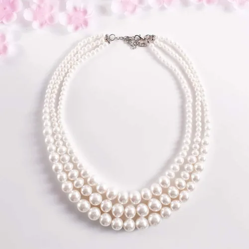 Miniatura 4 de Daimay Gargantilla de perlas de imitación, collar de perlas multicapa, collar de perlas de varias hebras, gargantilla de novia para boda, fiesta