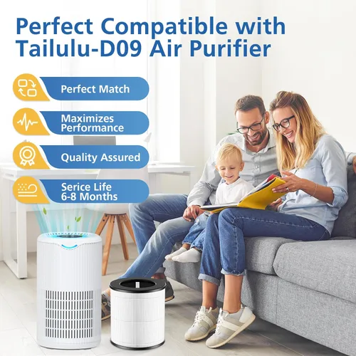 Miniatura 9 de JORAIR Filtro de repuesto para purificador de aire Tailulu D09, filtro HEPA verdadero de grado H13 3 en 1, filtro giratorio 360, paquete de 2