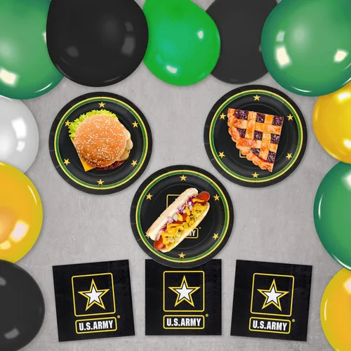 Miniatura 8 de Havercamp Fiesta oficial del ejército de los Estados Unidos para 16 invitados; incluye 16 platos y servilletas de 7 pulgadas - Logotipo