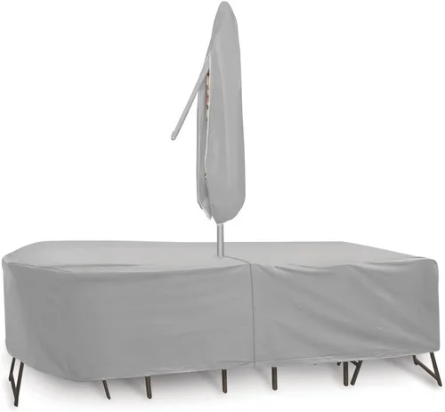 Miniatura 7 de Protective Covers Funda de mesa resistente a la intemperie, 60 x 66 pulgadas, mesa ovalada/rectangular, gris - 1152