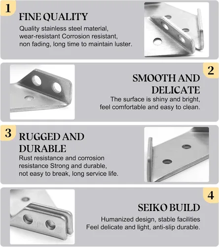 Miniatura 5 de Conector universal de esquina para muebles, conector de fijación en ángulo, marco de soporte triangular de acero inoxidable, soporte de esquina