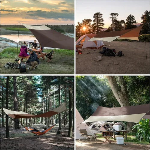 Miniatura 5 de Forceatt Lona de 12 x 14 pies con 2 postes, lona impermeable para camping, toldo de automóvil, lona ligera para campamento que se puede utilizar