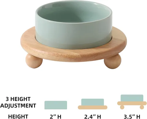 Miniatura 2 de Havniva Cuencos elevados para gatos de 5.1 pulgadas, cuenco elevado de cerámica para alimentos y agua, cuencos de comida para mascotas para gatos