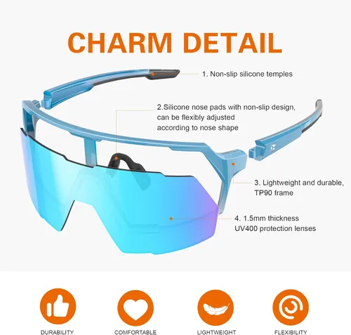 Miniatura 4 de suoso Gafas de sol deportivas de ciclismo para hombre: protección UV400, gafas de sol para jóvenes, para ciclismo, correr, béisbol, sóftbol
