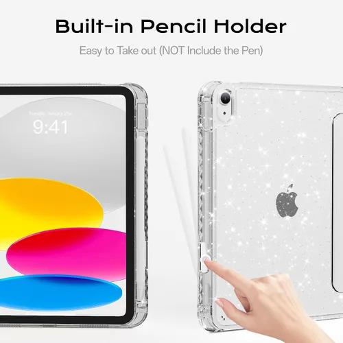 Miniatura 7 de Funda compatible con iPad de 11ª y 10ª generación de 11 pulgadas 2025/10.9 pulgadas 2022, parte trasera transparente brillante con soporte