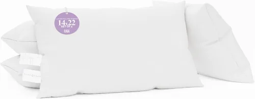 Miniatura 10 de Looms and Linens - Juego de 4 almohadas lumbares de 12 x 16 pulgadas con relleno alternativo de plumón, almohada hecha en Estados Unidos