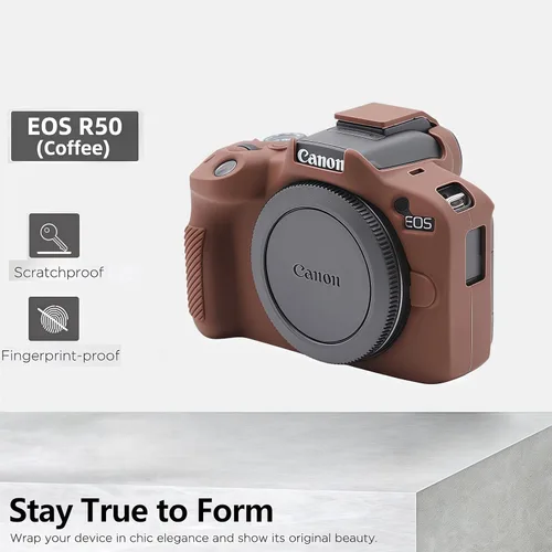 Miniatura 4 de Funda EOS R50, funda protectora de silicona suave para cámara Canon EOS R50 EOSR50 Vlogging Camer, viene con 2 protectores de pantalla y 1 correa