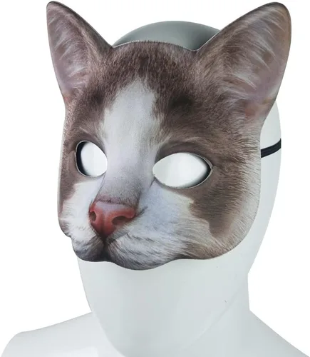 Miniatura 3 de 1 máscara de gato realista de Halloween, máscara de gato para Halloween, Navidad, Pascua, accesorio de fiesta de disfraces Máscara de gato estilo B