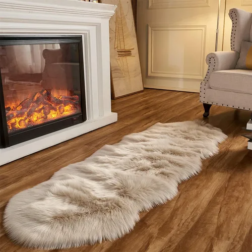 Miniatura 7 de Arbosofe Alfombra de Piel Sintética Ultra Suave, Alfombras de Área, Alfombra de Piel Sintética Rosa Esponjosa y Lanuda para Dormitorio y Sala