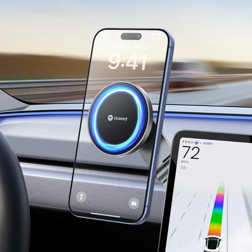 VICSEED Soporte para teléfono Tesla. Potencia magnética más fuerte: soporte plegable oculto para teléfono Tesla compatible con todos los teléfonos,