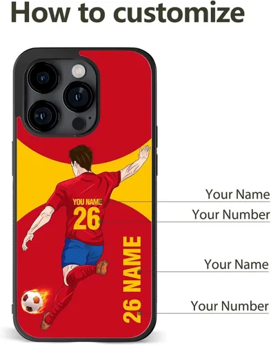 Miniatura 5 de Fundas personalizadas con nombre y número de fútbol para iPhone 11, 12, 13, 14, 15, 16 Pro Max Plus Mini Xr Xs para Samsung Galaxy A03 A13 A53 A73