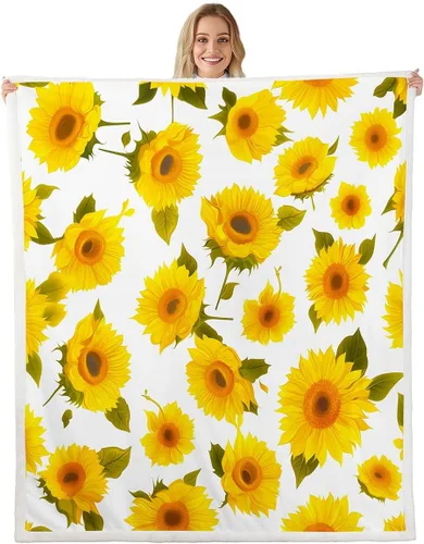 Miniatura 28 de Manfei Blue Flower Throw Blanket Watercolor Floral Print Fleece Blanket Botanical Wildflower Cozy Throws for Bed Couch Sofa,Kids Boys Girls Room