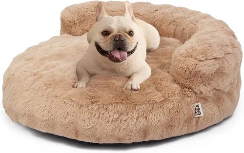 Miniatura 34 de EHEYCIGA Sofá cama suave para gatos de interior, cama extra pequeña esponjosa para perros con funda extraíble lavable, sofá para mascotas, Camello