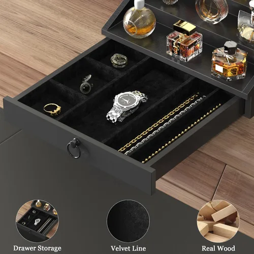 Miniatura 3 de upcessory Organizador de colonia de madera para hombres, estante mejorado de colonia de 4 niveles, organizador de perfumes con cajón forrado