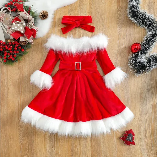 Miniatura 9 de FYBITBO Vestido de Navidad para bebé niña, terciopelo verde, manga larga, tutú, mameluco, vestido de fiesta, traje de Navidad