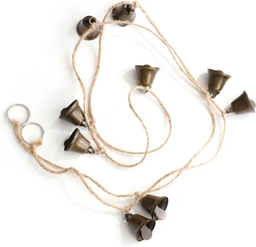 Cuerda colgante de cascabeles vintage, 9 campanas de hierro de bronce antiguo, campanas de viento colgantes decorativas, regalos para decoración del