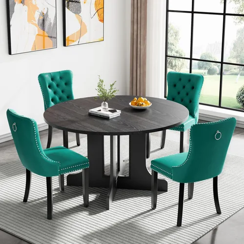 Miniatura 113 de Juego de mesa de comedor de mármol sintético blanco para 6 personas, juego de mesa de comedor extensible de 7 piezas de 63 a 78.74 pulgadas con 6