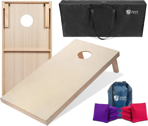 Miniatura 30 de Tailgating Pros Tablas para juego de cornhole - 4 x 2 pies y 3 x 2 pies. Juego de cornhole con estuche de transporte y juego de 8 bolsas de maíz