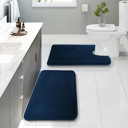 Miniatura 128 de Clara Clark tapete para baño, regadera o tina, de gomaespuma, negro, antiderrapante Azul claro