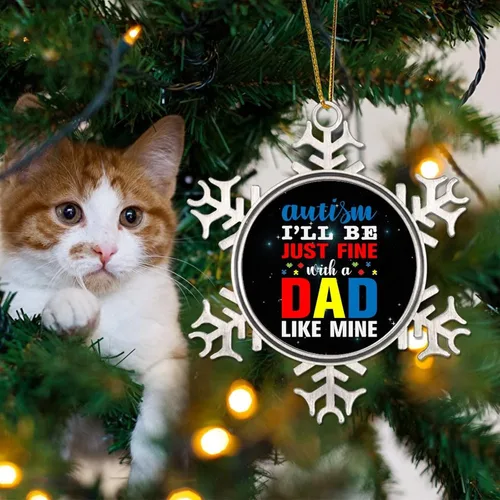 Miniatura 3 de Adornos de Navidad para niños con autismo I'll Be Just Fine with A Dad Like Mine para niños, decoraciones de conciencia sobre el autismo, adornos