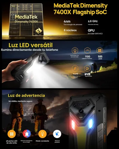 Miniatura 5 de Ulefone Armor 34 Pro 5G - Teléfono inteligente resistente con proyector de 150 lúmenes, 32GB+512GB ROM/2TB, 25500mAh 66W, Android 15, 6.95" 120Hz