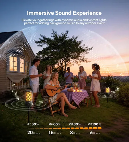 Miniatura 13 de Altavoces para exteriores, regalos para hombres, altavoz Bluetooth con luces, multisincronización, hasta 100 altavoces, emparejamiento automático