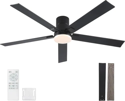 Miniatura 28 de Ventiladores de techo de 42 pulgadas con luces y control remoto, ventilador de techo de níquel cepillado, motor CC reversible de 6 velocidades, LED