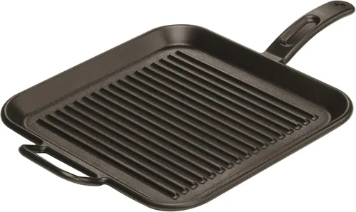 Lodge BOLD Sartén para parrilla de hierro fundido sazonado de 12 pulgadas; utensilios de cocina de diseño vanguardista