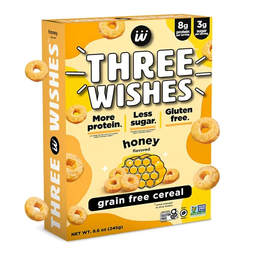 Miniatura 11 de Cereales para el desayuno a base de plantas y veganos de Three Wishes, glaseado, 1 paquete, merienda rica en proteínas y baja en azúcar, libre
