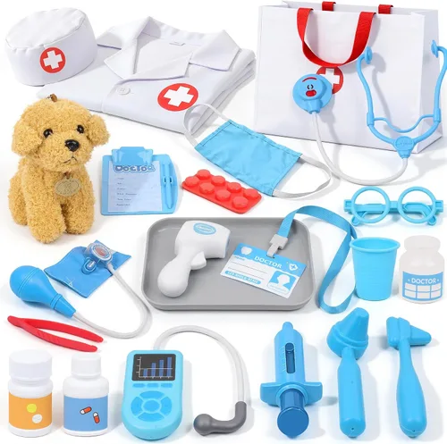 Kit médico para niños pequeños de 3 a 5 años – Juego de juguetes veterinarios para niños de 3 a 4 años, kit médico de juego de simulación con perro,
