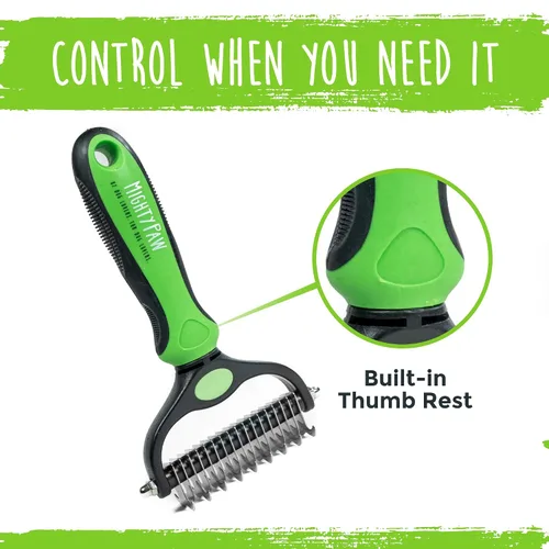 Miniatura 6 de Mighty Paw Cepillo de aseo para perros – Peine de doble cara 2 en 1 – Punta redonda para una máxima penetración del pelaje – Dientes de acero