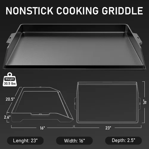 Miniatura 2 de Utheer Plancha de hierro fundido de 23 x 16 pulgadas para parrilla de gas y estufa, plancha universal con revestimiento antiadherente pre-sazonado