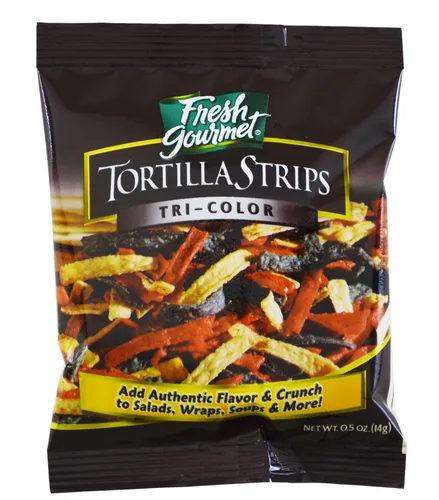 Fresh Gourmet Tiras de tortilla, tricolor, 0.5 onzas (paquete de 100)