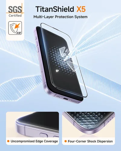 Miniatura 4 de SMARTDEVIL Paquete de 3 protectores de pantalla para iPhone 17, vidrio templado óptico transparente 9H, 2 veces resistencia a los impactos