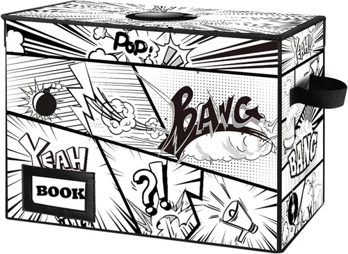 Miniatura 25 de Paquete de 2 cajas de almacenamiento para cómics, colección de 40 cm x 20 cm x 30 cm, plegable, contenedor organizador para 160-180 cómics, estante